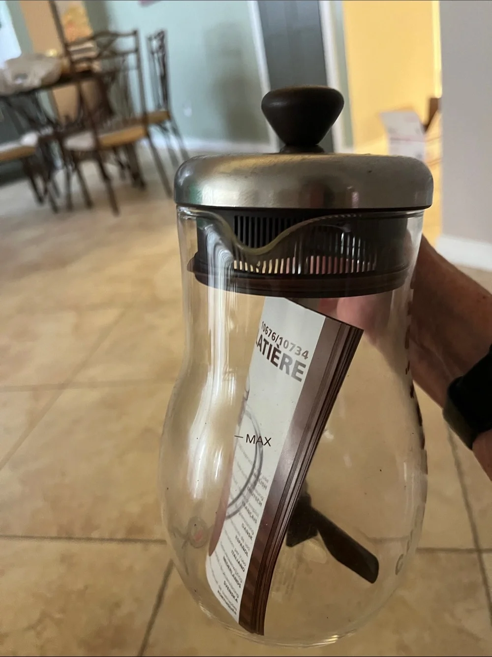 Bodum Glass Chocolatière with Black Lid and Silver Top